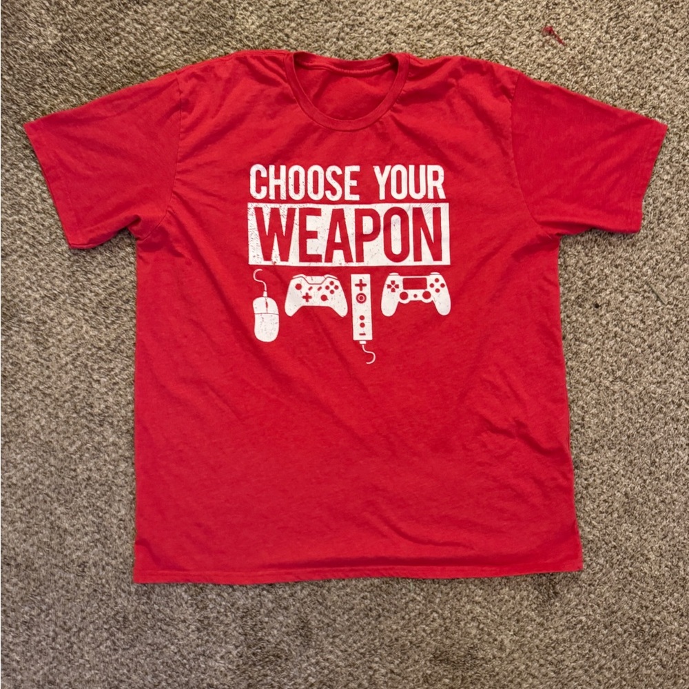 Red Graphic T-Shirt - Choose Your Weapon